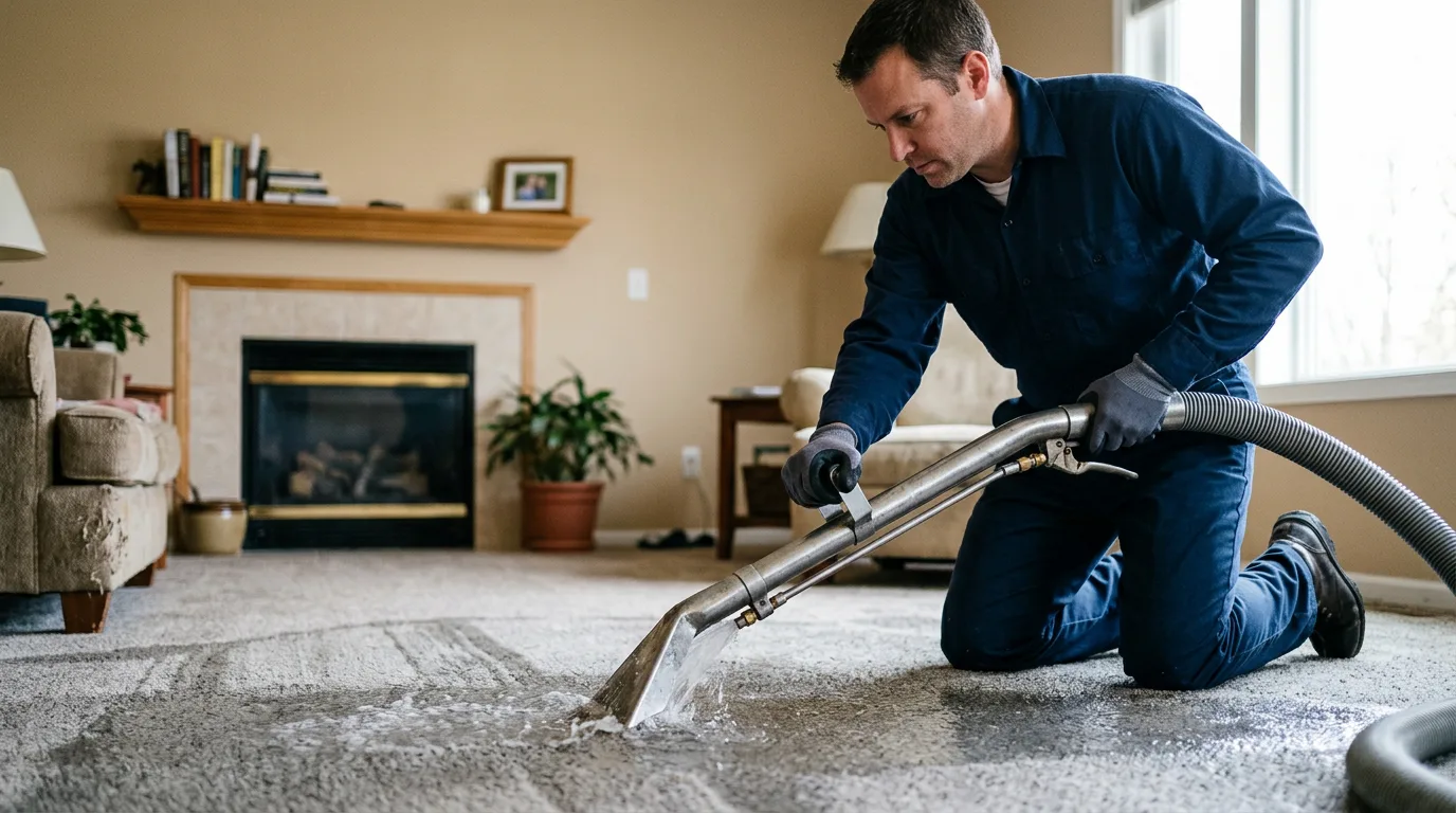 Water damage restoration technician working near Guion, AR